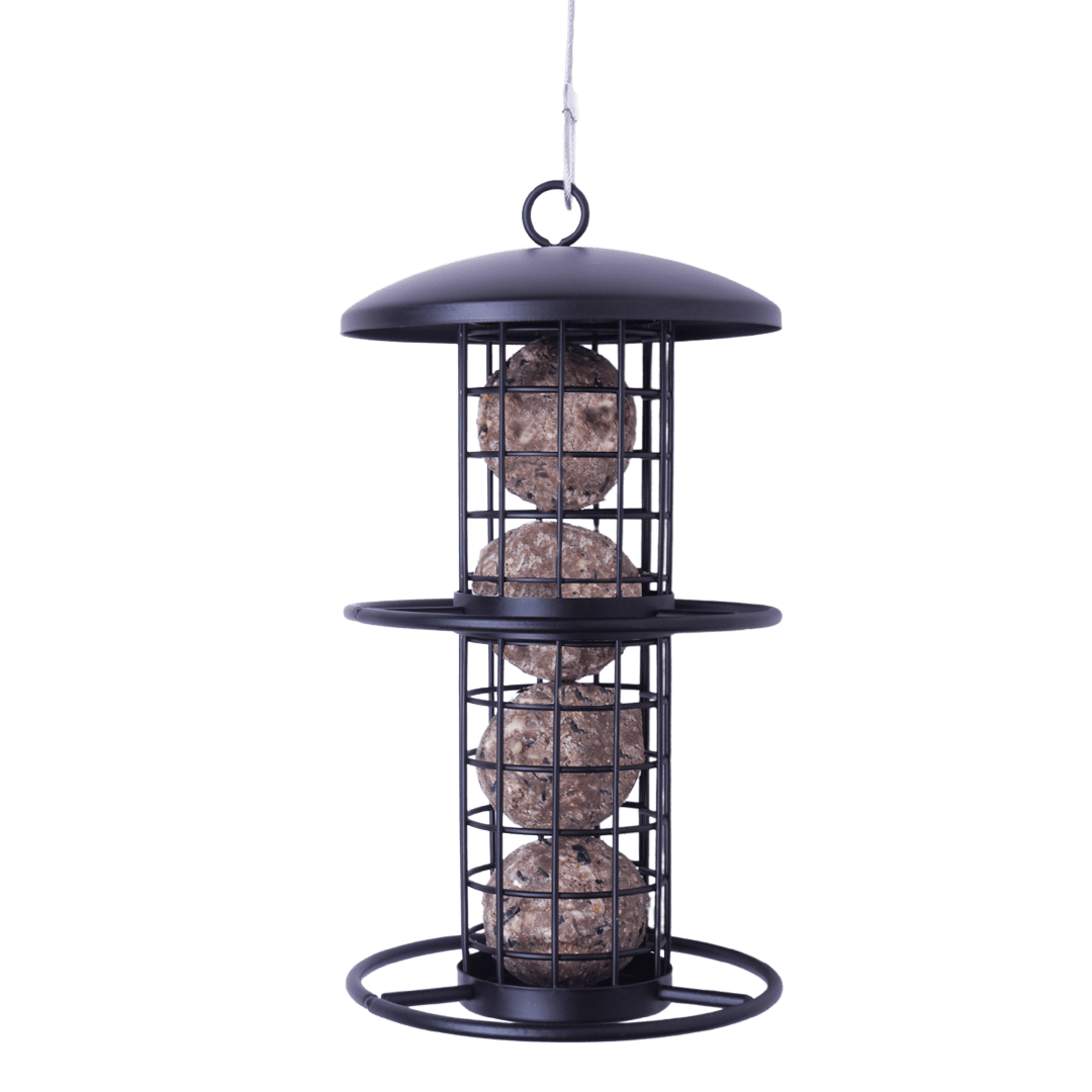 Fågelmatare för fröbollar - svart metall medium