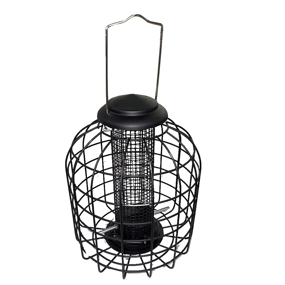 Fågelmatare för nötter/jordnötter med skyddsgaller