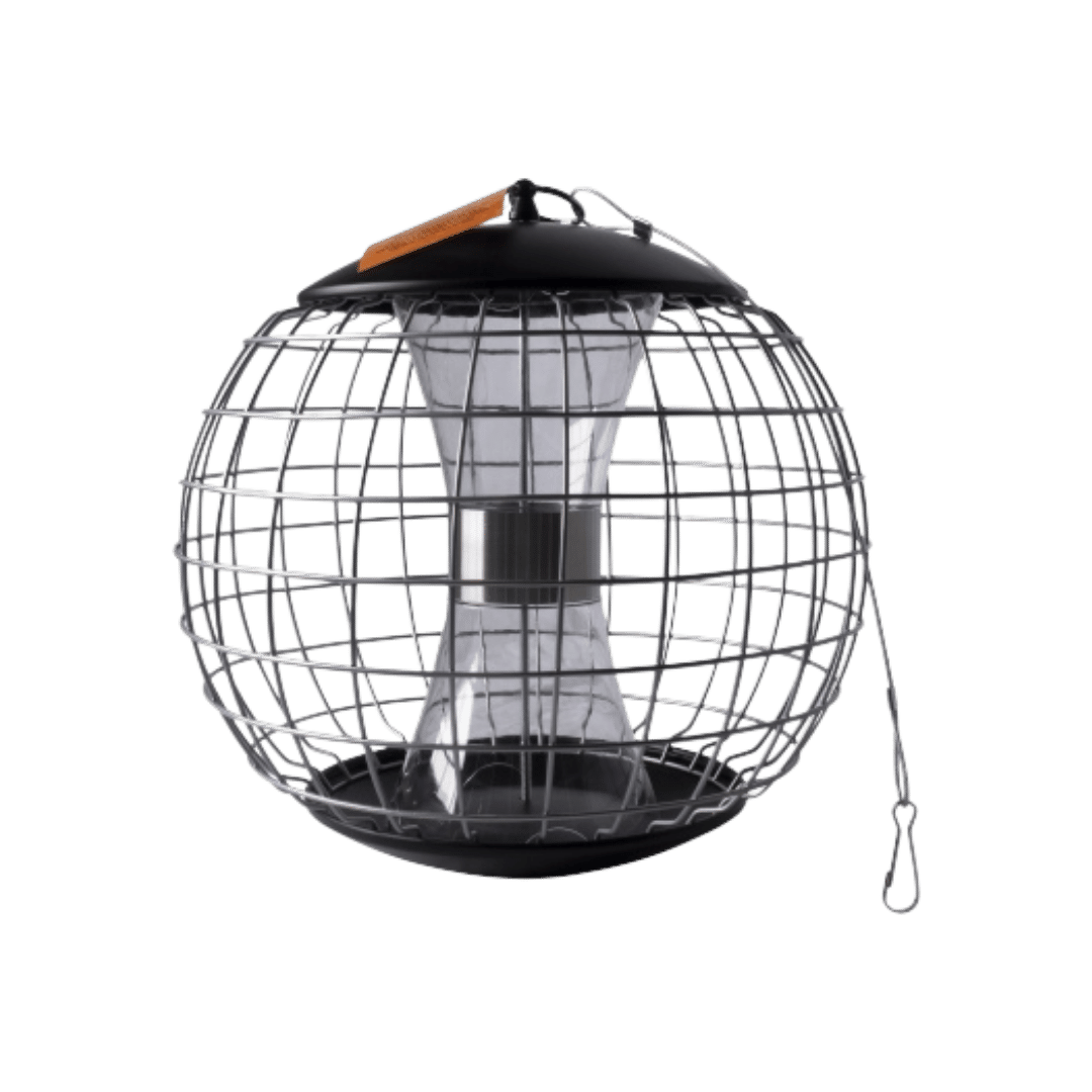 Stor, vacker fågelmatare för frön med galler - svart metall