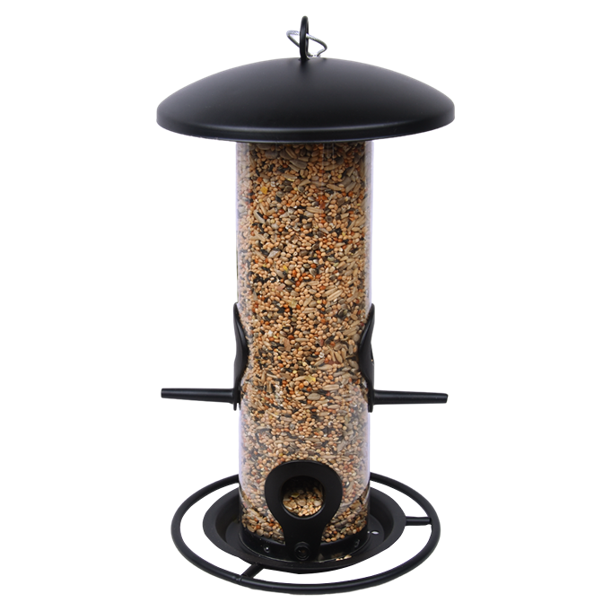 Fågelmatare för frön - medium - svart metall