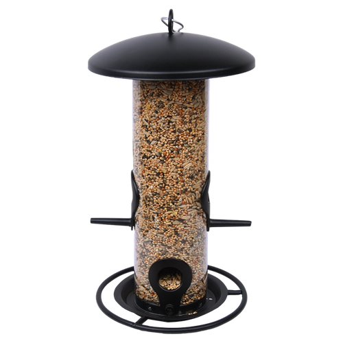 Fågelmatare för frön - medium - svart metall
