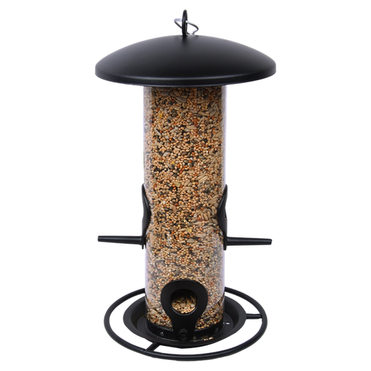 Fågelmatare för frön - medium - svart metall