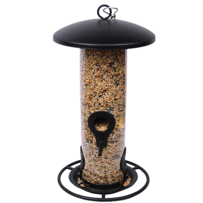 Fågelmatare för frön - medium - svart metall