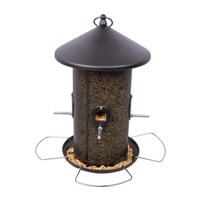Fågelmatare för frön - stor - svart metall