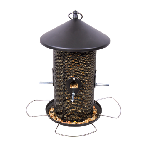 Fågelmatare för frön - stor - svart metall