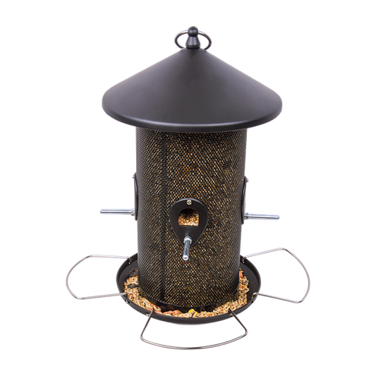 Fågelmatare för frön - stor - svart metall