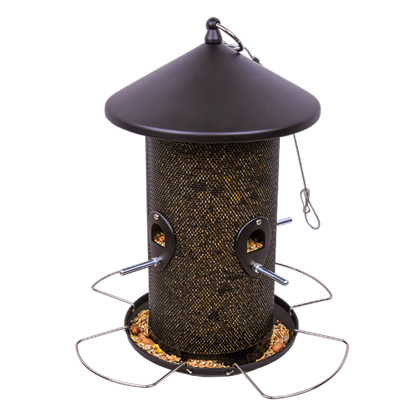 Fågelmatare för frön - stor - svart metall