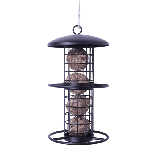 Fågelmatare för fröbollar - svart metall medium