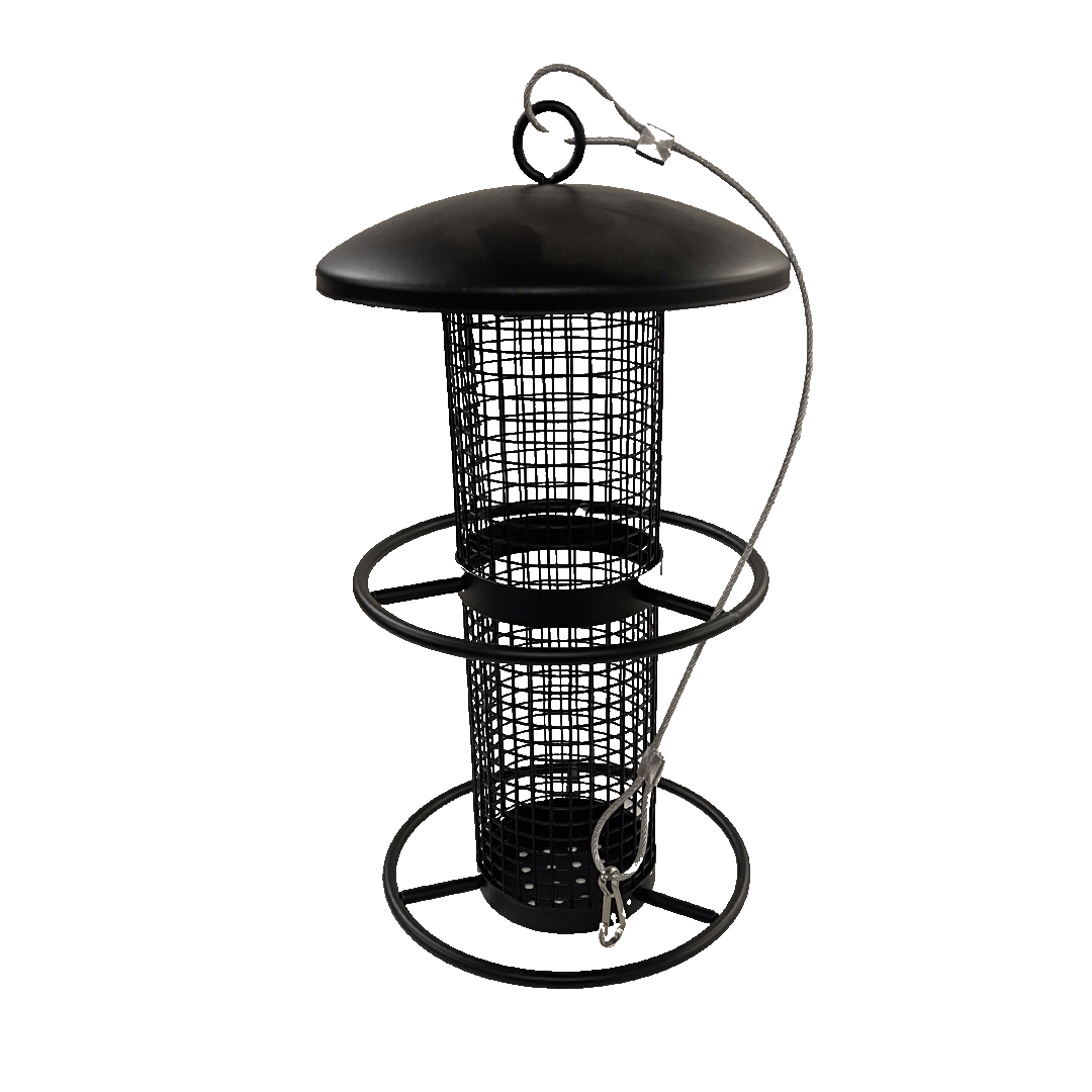 Fågelmatare för nötter/jordnötter i svart metall