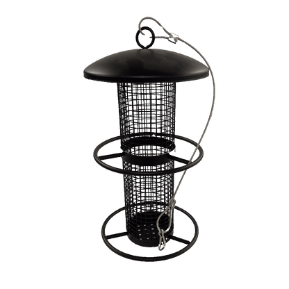 Fågelmatare för nötter/jordnötter i svart metall