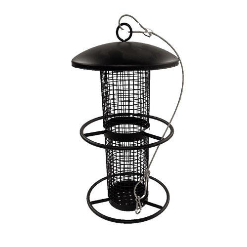 Fågelmatare för nötter/jordnötter i svart metall