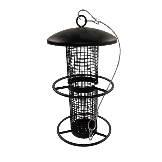 Fågelmatare för nötter/jordnötter i svart metall