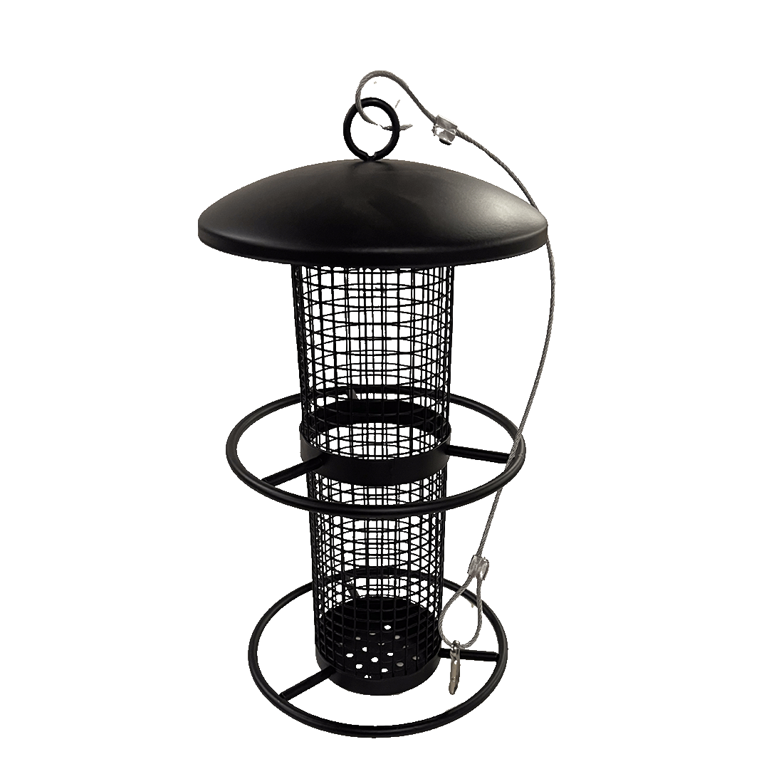 Fågelmatare för nötter/jordnötter i svart metall