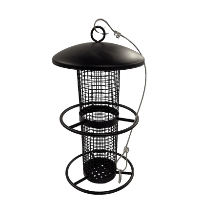 Fågelmatare för nötter/jordnötter i svart metall