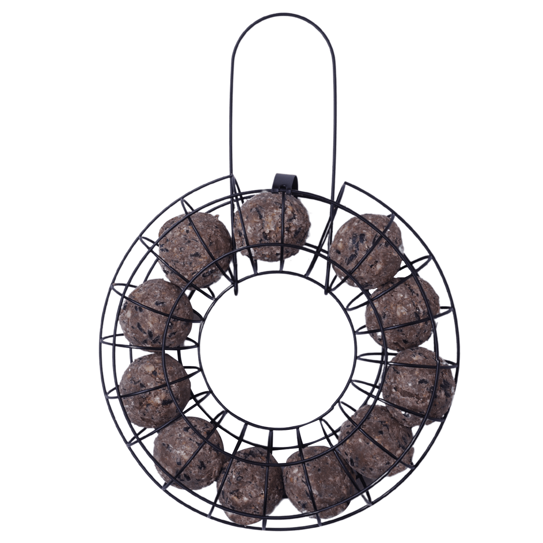 Fågelmatarring för fröbollar - svart metall