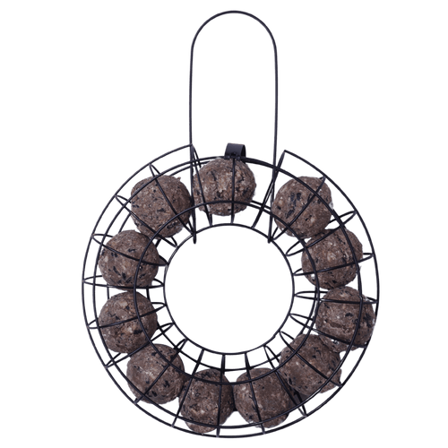 Fågelmatarring för fröbollar - svart metall