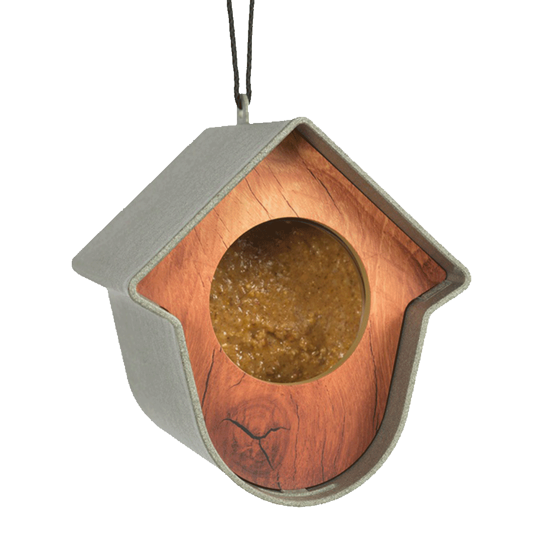 Liten, fin matare för jordnötssmör, gröngrå med träfärgad framsida