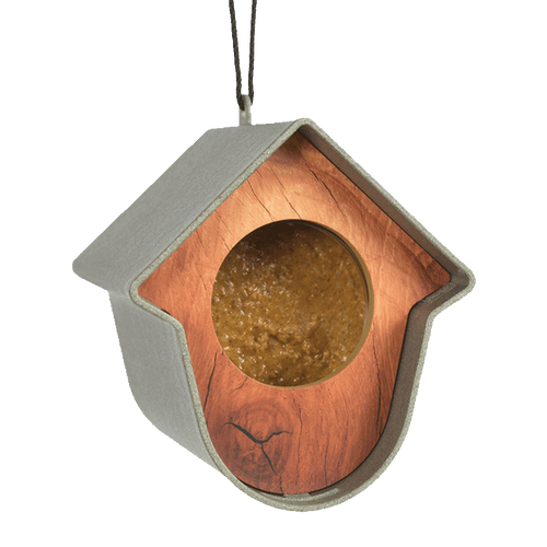 Liten, fin matare för jordnötssmör, gröngrå med träfärgad framsida