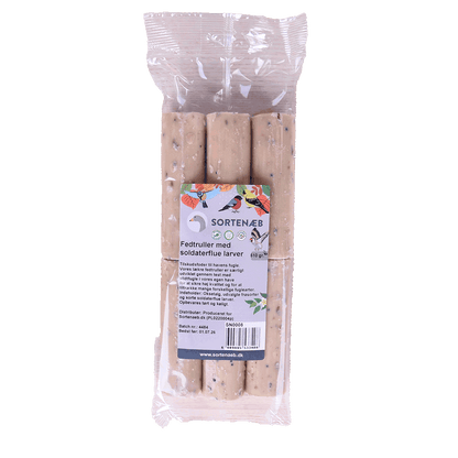 Sortenæb talgrullar med fluglarver