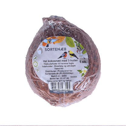 Sortenæb hel kokosnöt med 3 hål 350 g