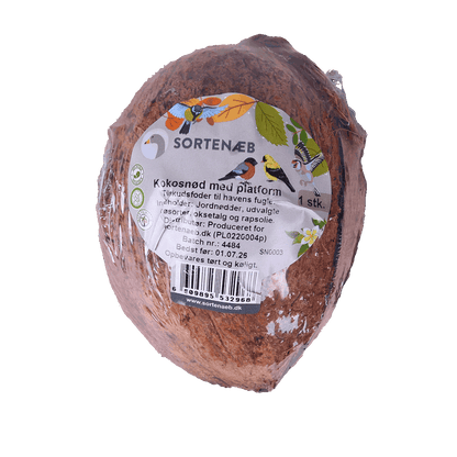 Sortenæb kokosnöt med plattform - bra för fåglar att sitta på