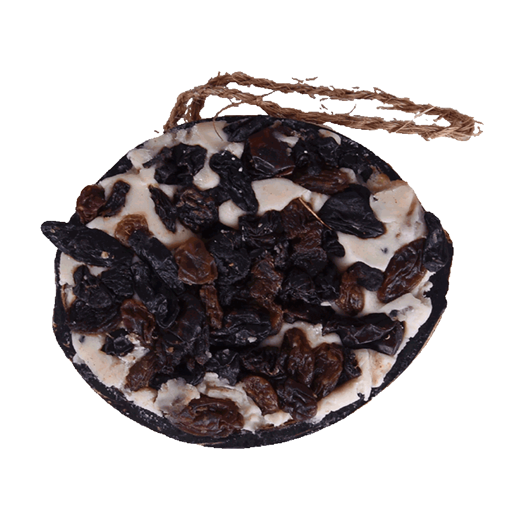 Svartnäbbad blandning av halva kokosnötter med topping (blandat) - pris per styck!