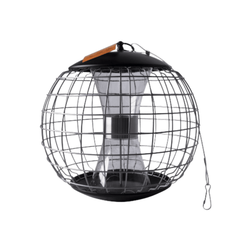 Stor, vacker fågelmatare för frön med galler - svart metall