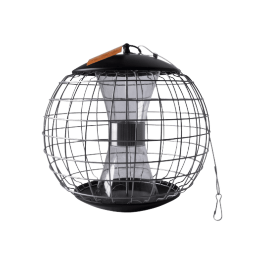 Stor, vacker fågelmatare för frön med galler - svart metall